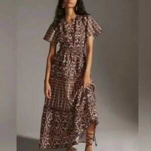 Anthropologie Somerset Short Sleeve Maxi Sundress
